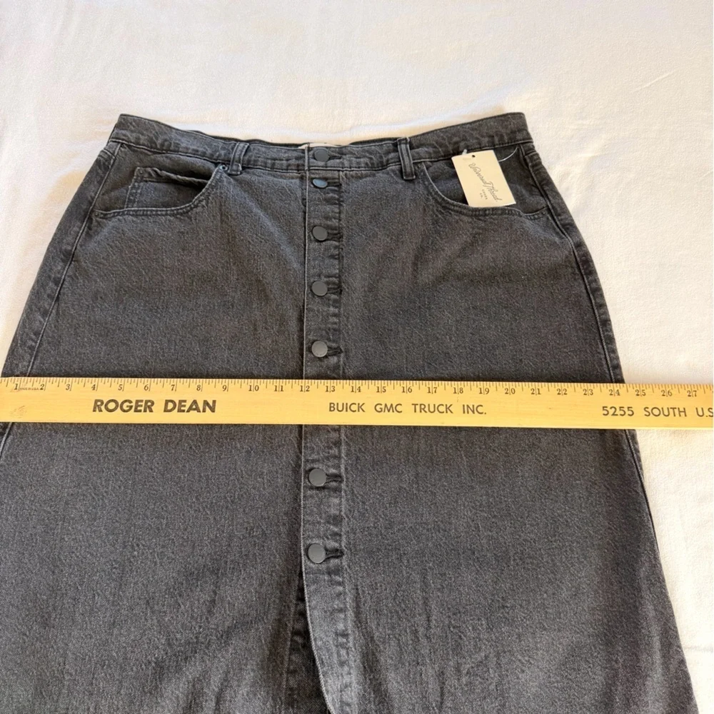 Black Denim Trad Wife Midi Skirt Button Front Country Modest Western Cowgirl